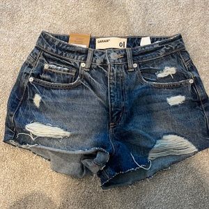 High rise cut off denim shorts